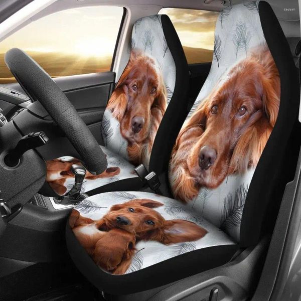 Housses de siège de voiture Setter irlandais ensemble d'impression de chien 2 pièces housse d'accessoires