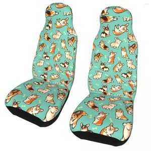 Auto -stoel bedekt Jolly Corgis in Green Universal Cover Auto Interior for Suv Cute Dog Seats Fabric Hunting