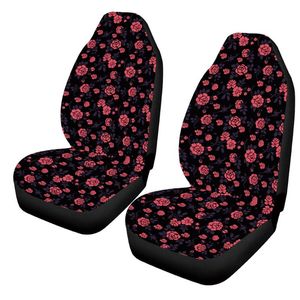 Cubiertas de asiento de automóvil Jun Teng Black Bottom Rose Rose Fila delantera 1/2pcs Cubierta protectora interior fácil de limpiar accesorios sin deslizamiento