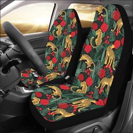 Fundas de asiento de coche Leopard Roses 2 piezas Animal Print Cheetah Pattern Front SUV Protector Accesorio Decoración