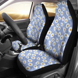 Auto -stoel bedekt een lichtblauw en wit madeliefje bloempatroon op zwart of SUV universele geschikt voor emmerstoelen in auto's SUV's
