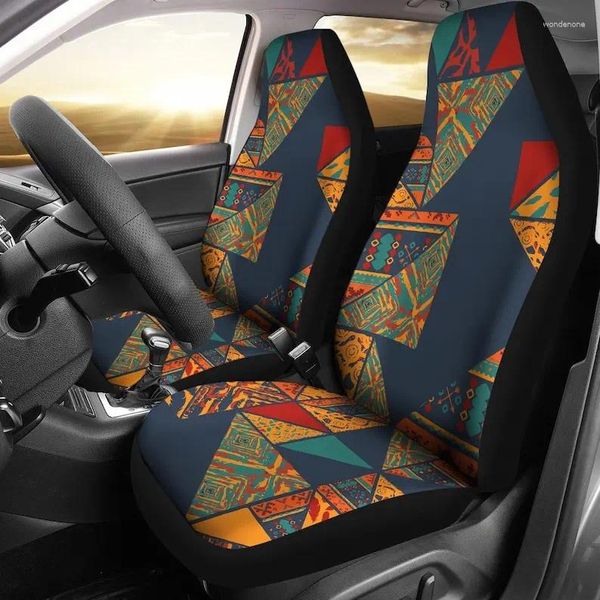 Couvre le siège d'auto Orange Résumé Résumé Ethnique Aztec Boho Chic Bohemian Pattern Paire 2 Front Protector