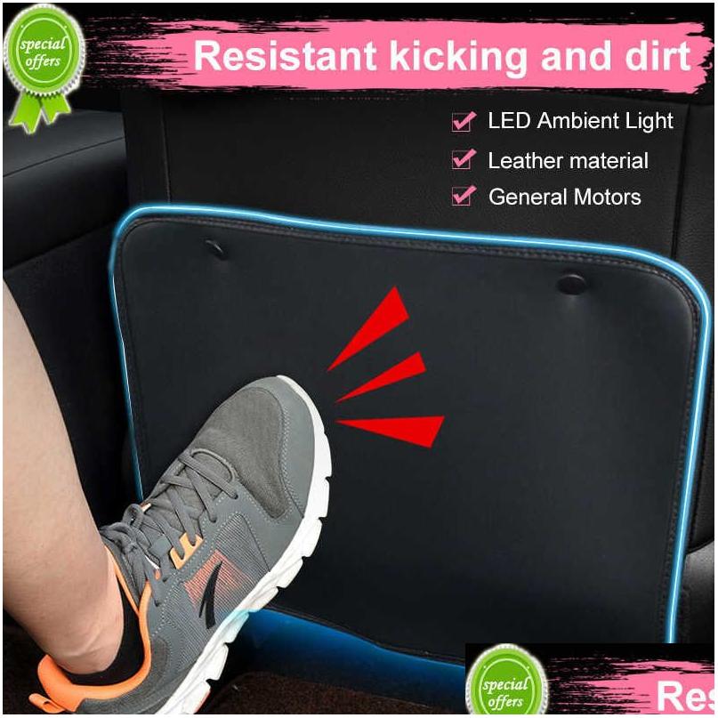 Bilstol täcker ny rygg med USB-omgivande ljus anti-kick padskydd dekorativ anti-scratch interiörtillbehör Drop Delivery Aut DHGCS