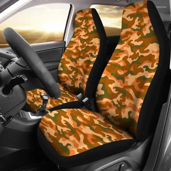 Housses de siège de voiture Orange Camouflage paire 2 couverture avant pour accessoire de protection