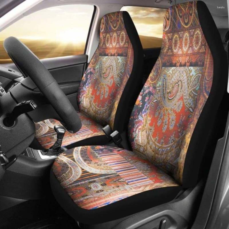 Capas de assento de carro Paisley Boho | Dê a sua reforma! 202820 Pacote com 2 capa protetora frontal universal