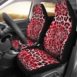 Housses de siège de voiture rose rouge léopard guépard imprimé animal paire 2 accessoires de protection avant