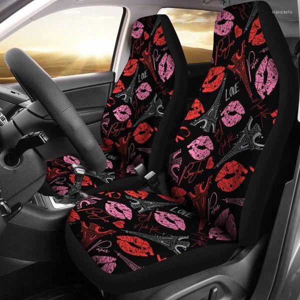 Fundas Asientos Coche Rosa Rojo Labios Love Paris Par 2 Protector Delantero Accesorios