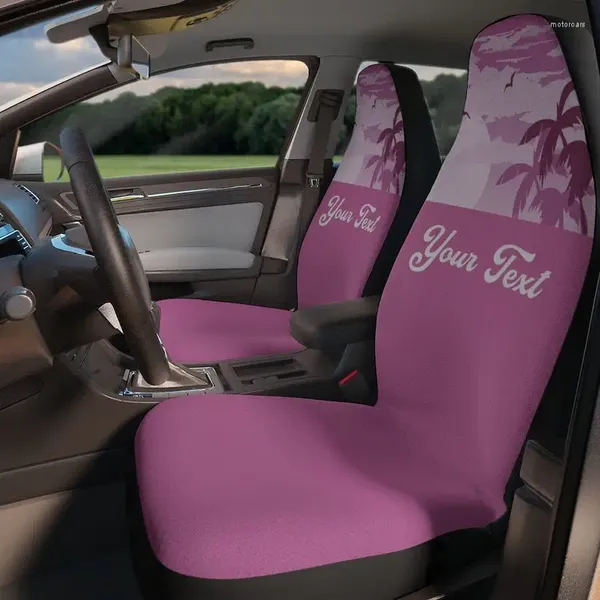 Fundas para asientos de coche Conjunto de nombres personalizados con puesta de sol tropical rosa personalizado
