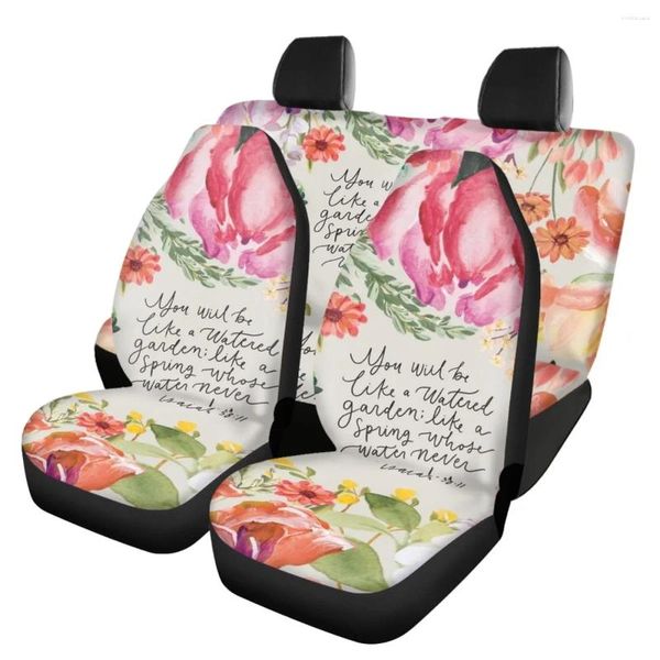 Fundas de asiento de coche Poesía Biblia Patrón 3D Asientos interiores Protector Universal Auto Conjunto completo Accesorios