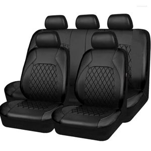 Fundas de asiento de coche, juego de fundas de cuero PU, impermeables, universales, completas para Protector de automóvil, accesorios interiores compatibles