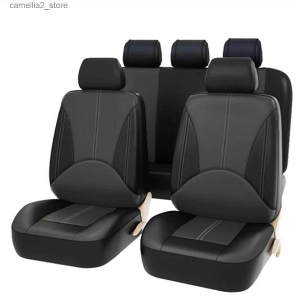 Cubiertas de asiento de automóvil Cubierta de cuero de PU Empalmado Ajuste universal Automotriz Completo para automóviles Camiones SUV Impermeable Q231120