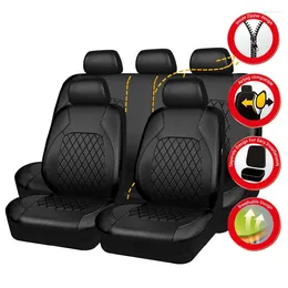 Fundas de asiento de coche de cuero PU, Airbag universal Compatible, Protector de automóvil impermeable, accesorios interiores que se adaptan a la mayoría de los coches