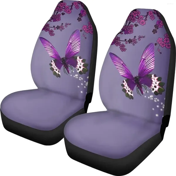 Fundas de asiento de coche para mujer, funda transpirable con mariposa morada, apta para cuatro estaciones, mariposas retro, flor de ciruelo rosa, Protector para asientos