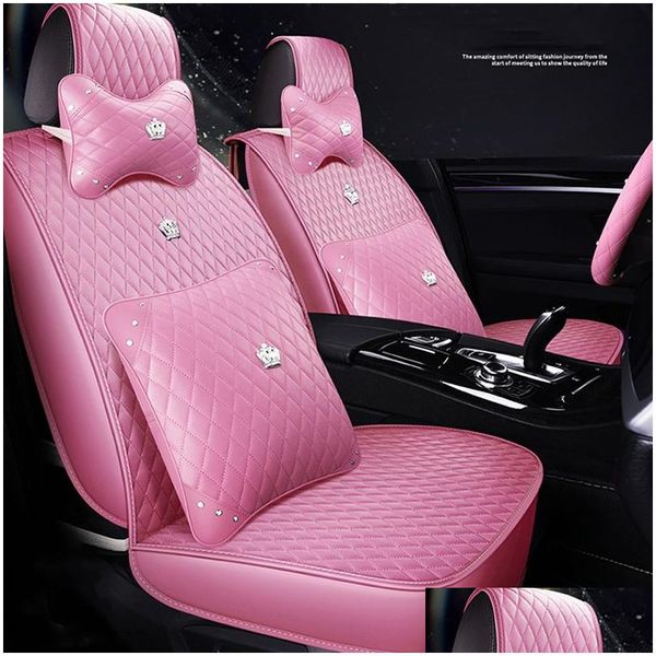 Cubiertas de asiento de automóvil Púrpura Móvil Ers PU Cuero Er para Subaru Honda Interiores Accesorios 1 Set Drop Entrega Móviles Motocicletas Interi Dh0Ya