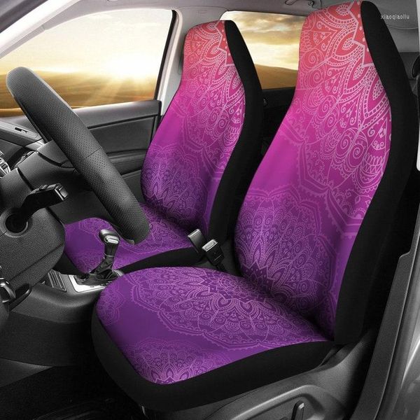 Fundas Asientos Coche Morado Rosa Coral Mandalas Par 2 Accesorio Protector Delantero