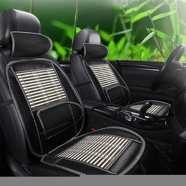 Fundas de asiento de coche QFHETJIE, cojín fresco de verano, transpirable, cómoda ventilación de bambú, adecuada para todos los coches, camiones y 3 cajas