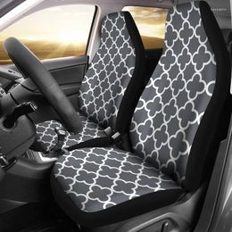 Coprisedili per auto Set quadrifoglio Modello grigio scuro e bianco Design marocchino Misura universale per sedili avvolgenti Accessori grigi