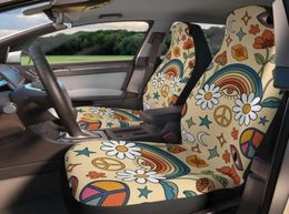 Couvertures de siège d'auto Rainbow Peace Love Hippie Retro Boho Couverture de siège d'auto pour femmes Universal Fit mignon Colorful Floral Front Backet Seat8700909