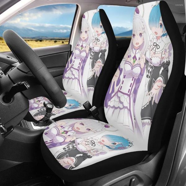 Fundas para asientos de automóvil Re Zero Rem Emilia Diseño de anime Ajuste cómodo para la mayoría de los vehículos Asientos delanteros Solo interior del automóvil