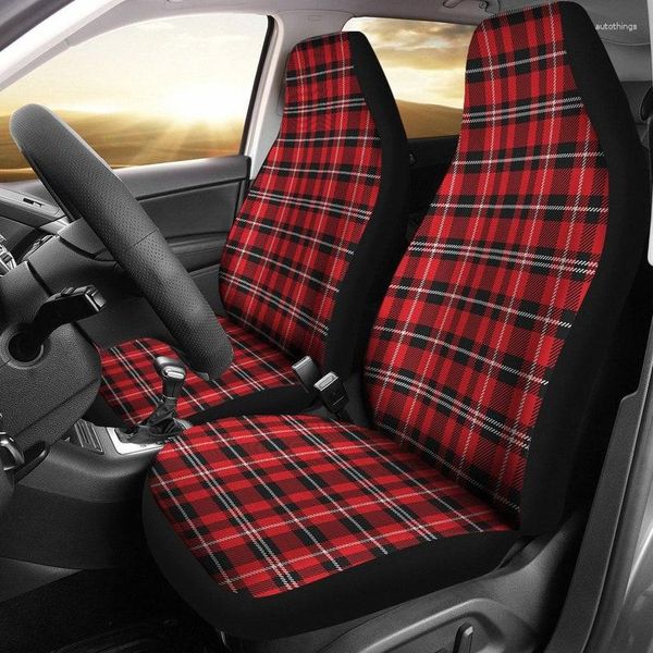 Housses de siège de voiture Tartan à carreaux rouge noir et blanc ou protections de seau avant universelles pour SUV