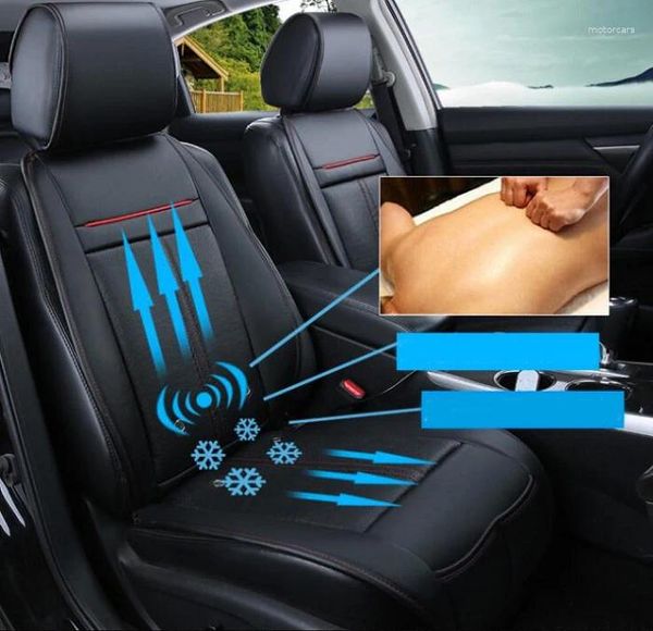 Cubiertas de asiento de coche Rete 12V 3in One Cool Fan Masaje Calefacción Universal Fit SUV Sedans Silla Pad Cojín con motor Conducción Wh