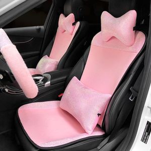 Autositzbezüge, Strassbezug, rosa Plüsch, Diamant, Auto-Innenraumkissen, Universalgröße, Sitze für Mädchen und Frauen, Styling