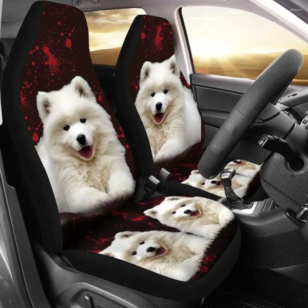 Housses de siège de voiture Samoyed Dog Print Set 2 Pc Accessoires Cover