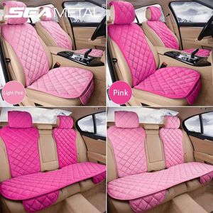 Couvrages de siège d'auto Couvercle de siège d'auto rose seamétal pour femmes Soft Plux Vehicle Seat Cushion Protector Chaid Pad pour Lady Universal pour Four Seasons T240520