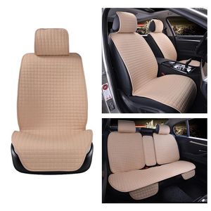 Housses de siège de voiture Sièges Couverture de lin Plus Size Auto Coussin Protecteur Avant Arrière Tapis de protection arrière avec dossier Fit Plus Suv VanCar