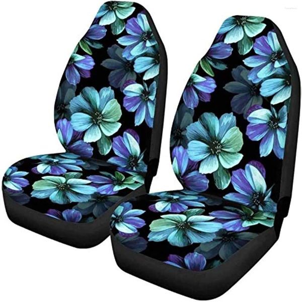 Housses de siège de voiture, lot de 2, imprimé Floral bleu, lavables, douces, universelles, adaptées aux sièges avant, pour automobile, Tr