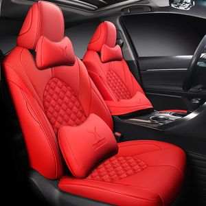 Ensemble de housses de siège de voiture avec soutien lombaire pour Toyota Camry Coussin de couverture complète Accessoires automobiles Compatible airbag Ensembles complets de coussins de siège - Noir Rouge