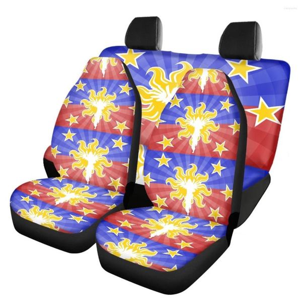 Fundas de asiento de coche, Protector de automóvil delantero y trasero suave, juegos de fundas con diseño de bandera de Filipinas para mujer, cojín de fácil limpieza Univ