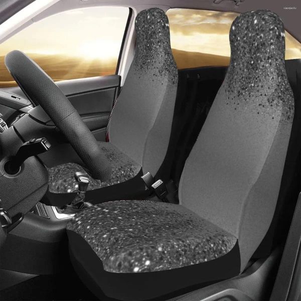 Couvrages de siège d'auto Silver Silver Grey Grey Glitter Couverture universelle pour la plupart des voitures pour femmes Polyester Accessoires