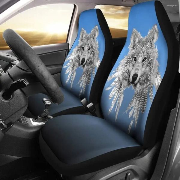 Couvre-sièges Couvre un cover de loup animal spirituel 2 tapis d'accessoires PC