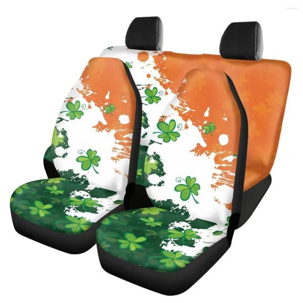 Housses de siège de voiture, motif feuilles de la saint-Patrick, cadeaux avant/arrière, housse de protection générale antidérapante pour automobile