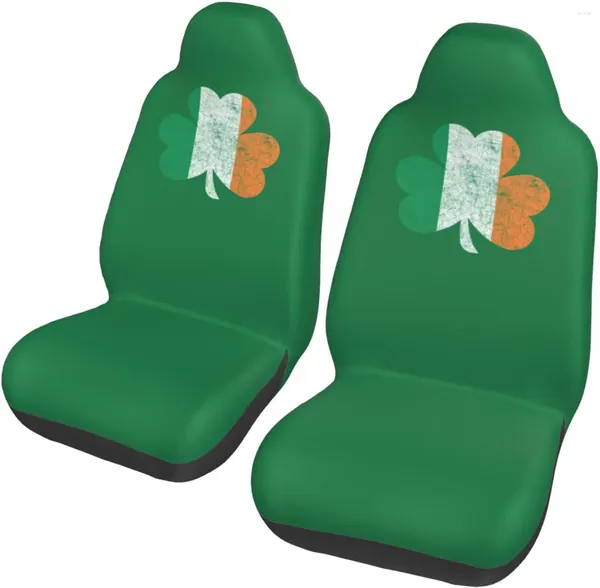 Fundas para asientos de automóvil Día de San Patricio Ajuste universal Auto Delantero Juego de 2 piezas Protector duradero antideslizante y transpirable