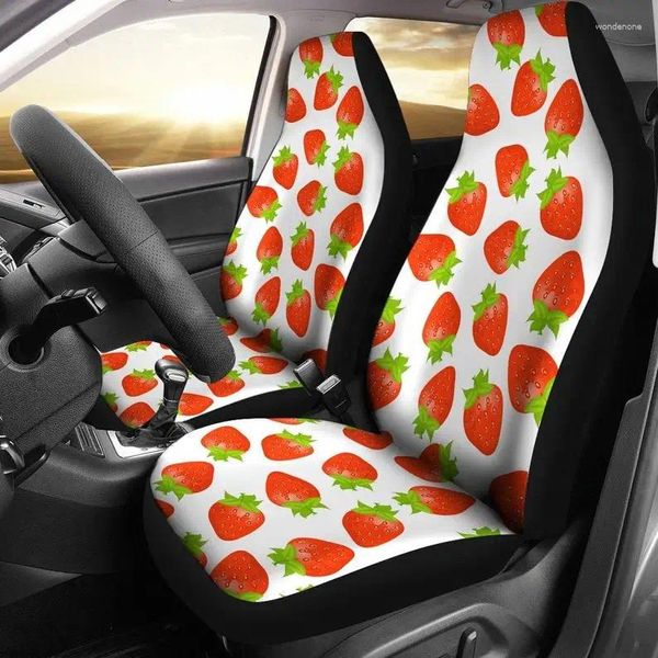 Cubiertas de asiento de automóvil Strawberry (conjunto de 2) - Universal Front y SUV Custom Protector Accessory Gift F