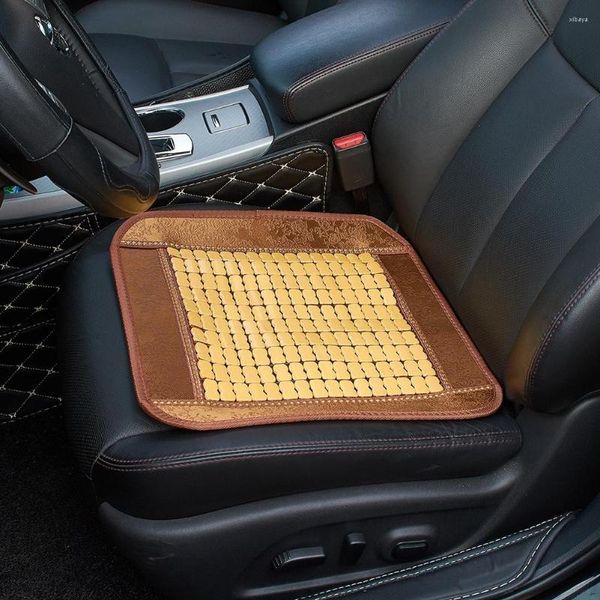 Fundas de asiento de coche, funda de virutas de bambú frescas de verano, alfombrilla, cojín para silla de coche, protector antideslizante para automóviles