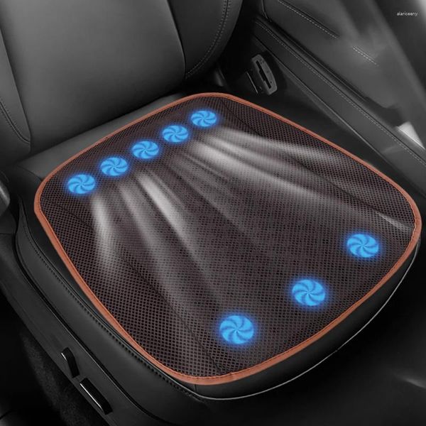 Cubiertas de asiento de coche Cojín de verano Ajuste de tres engranajes Enchufe USB Almohadilla de silla de malla ventilada Piezas interiores de automóviles