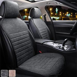 Housses de siège de voiture Housse de lin d'été avec chapeau de dossier Beige Gris Protecteur de coussin avant Auto Intérieur automobile pour camion Suv MPV