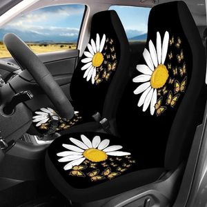 Seat d'auto couvre le tournesol Daisy Butterfly 2 PCS Set Vehicle Front Protector Accessoires intérieurs Accessoires Matte
