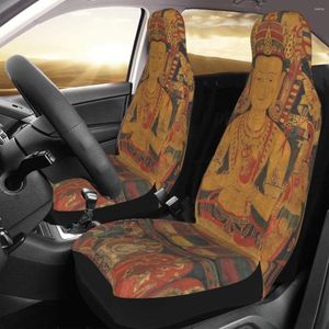 Auto -stoel omvat Tantrische Boeddha canvas cover aangepaste printing Universal Front Protector Accessories Cushion Set