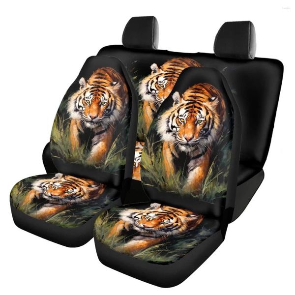 Housses de siège de voiture Tiger 3D, tissu universel imprimé, adapté à la plupart des accessoires de camion SUV, intérieur facile à installer