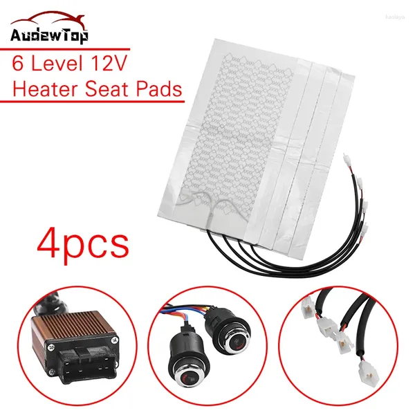 Cubiertas de asiento para automóviles universal 5/6 interruptor redondo de 12V fibra de carbono calentador calentado almohadillas de invierno calentador