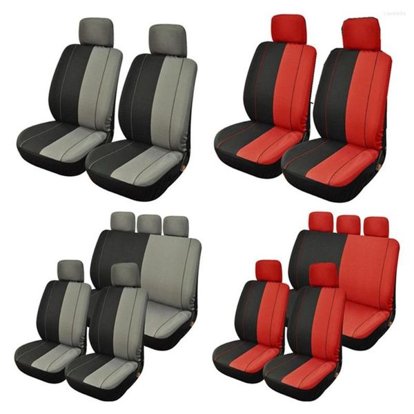 Cubiertas de asiento de automóvil Cubierta universal 5 cuero completo para sedanes SUV Auto gris color rojo