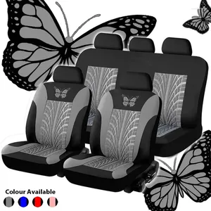 Car Seat Covers Universal Cover Butterfly-Pattern Embroidery Full Set Interior Accessories Auto Styling