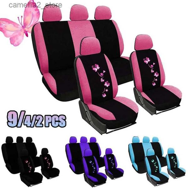 Fundas de asiento de coche Fundas universales Proteger para hombres Mujeres Mariposa Bordado Se adapta a la mayoría de los asientos Estilo Q231120