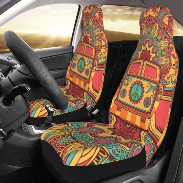 Fundas de asiento de coche Funda de ajuste universal Amarillo Autobús escolar Manta de silla de montar transpirable Paquete de 2 Protección de moda