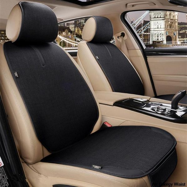 Fundas de asiento de coche, funda Universal de lino, protección delantera y trasera, almohadillas antideslizantes, estilo transpirable, accesorios para cojines de respaldo