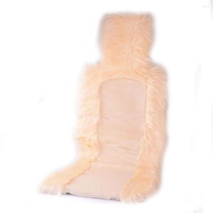 Auto -stoelbedekkingen Universele voorklep Soft Warm pluche kussenstoelblokbeschermer Comfortabel beige
